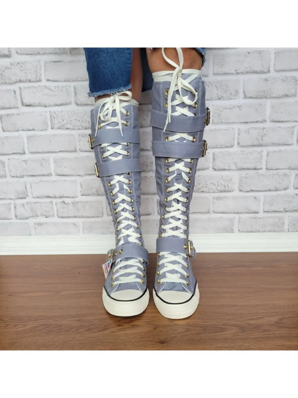 ⭐Converse Chuck Taylor XXHi Buckles Sz 5 Mens Knee-high Boots Shoes Gray A11892C